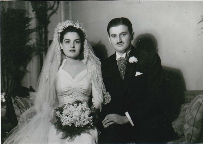 On their wedding day, January 28, 1940.