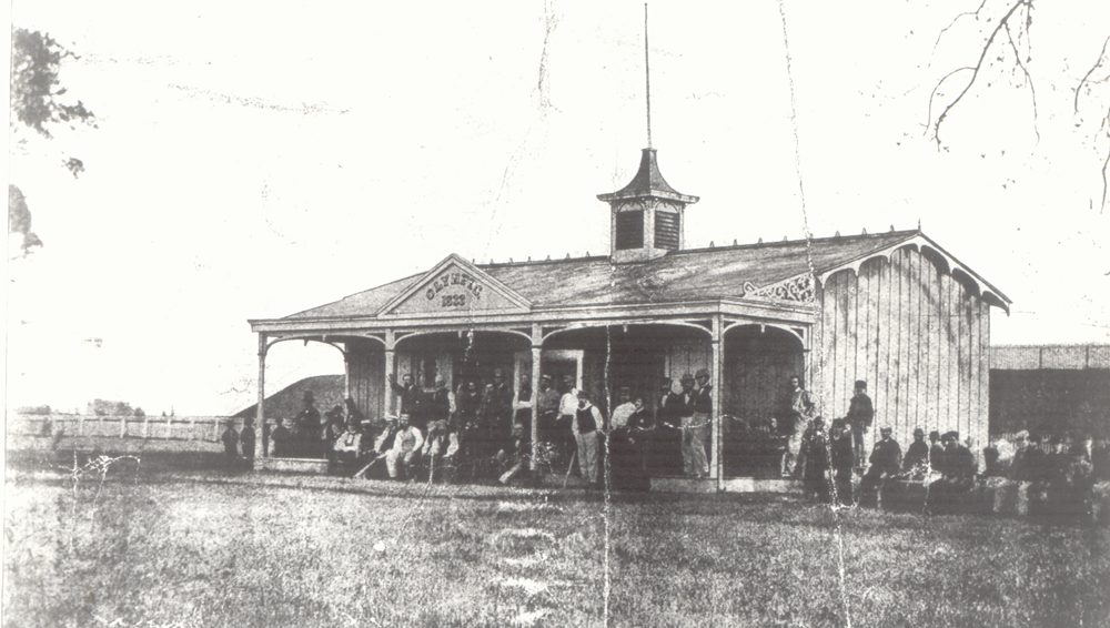 Near the 24th and Masters intersection, circa 1865–1866. Behind the clubhouse is the reservoir.