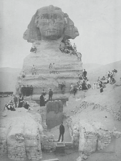 The world tour teams pose before their ballgame on February 9, 1889, in Giza, Egypt.